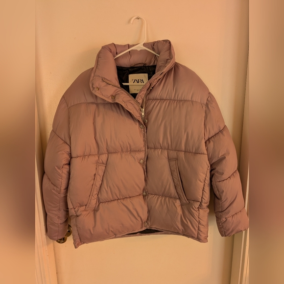 ZARA WATER REPELLENT LILAC LAVENDER PUFFER JACKET S - Picture 2 of 11